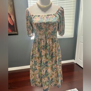 Roxy Tropical Leaf Print Mini Dress. EUC. Size S